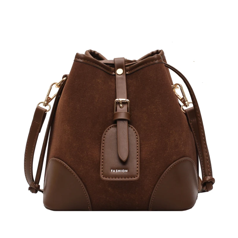 

Casual Pu Leather Bucket Designer Handbag Large Capacity Fashion All match Shoulder Bags Ladies Pure Color Simple Large Handbags