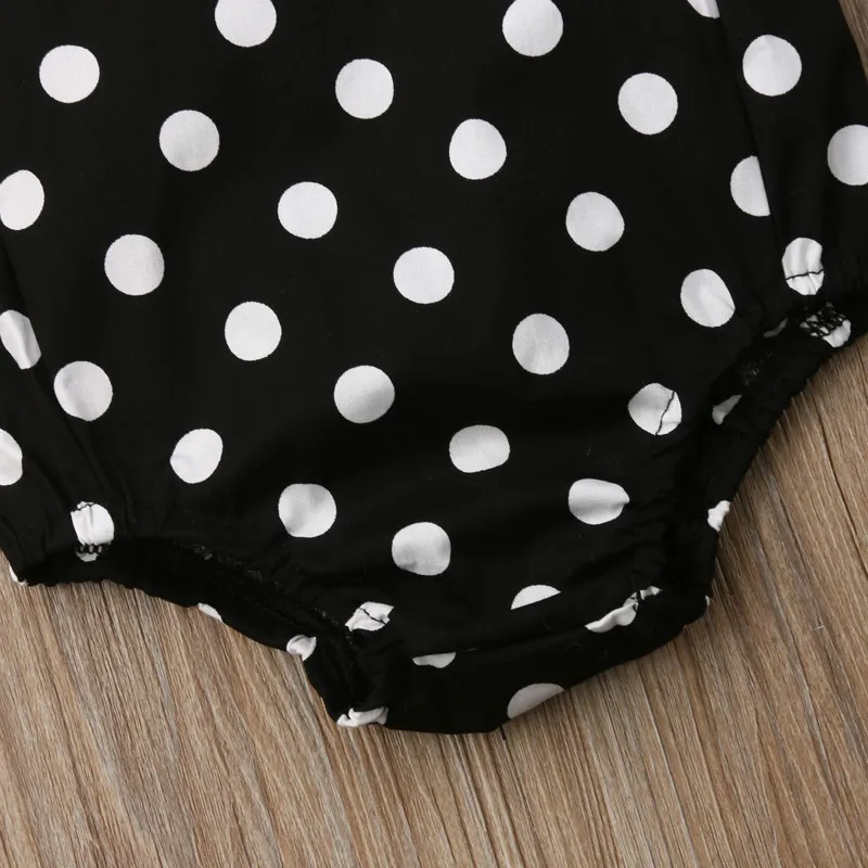 Детский комбинезон с оборками для новорожденных девочек в горошек рукавами и