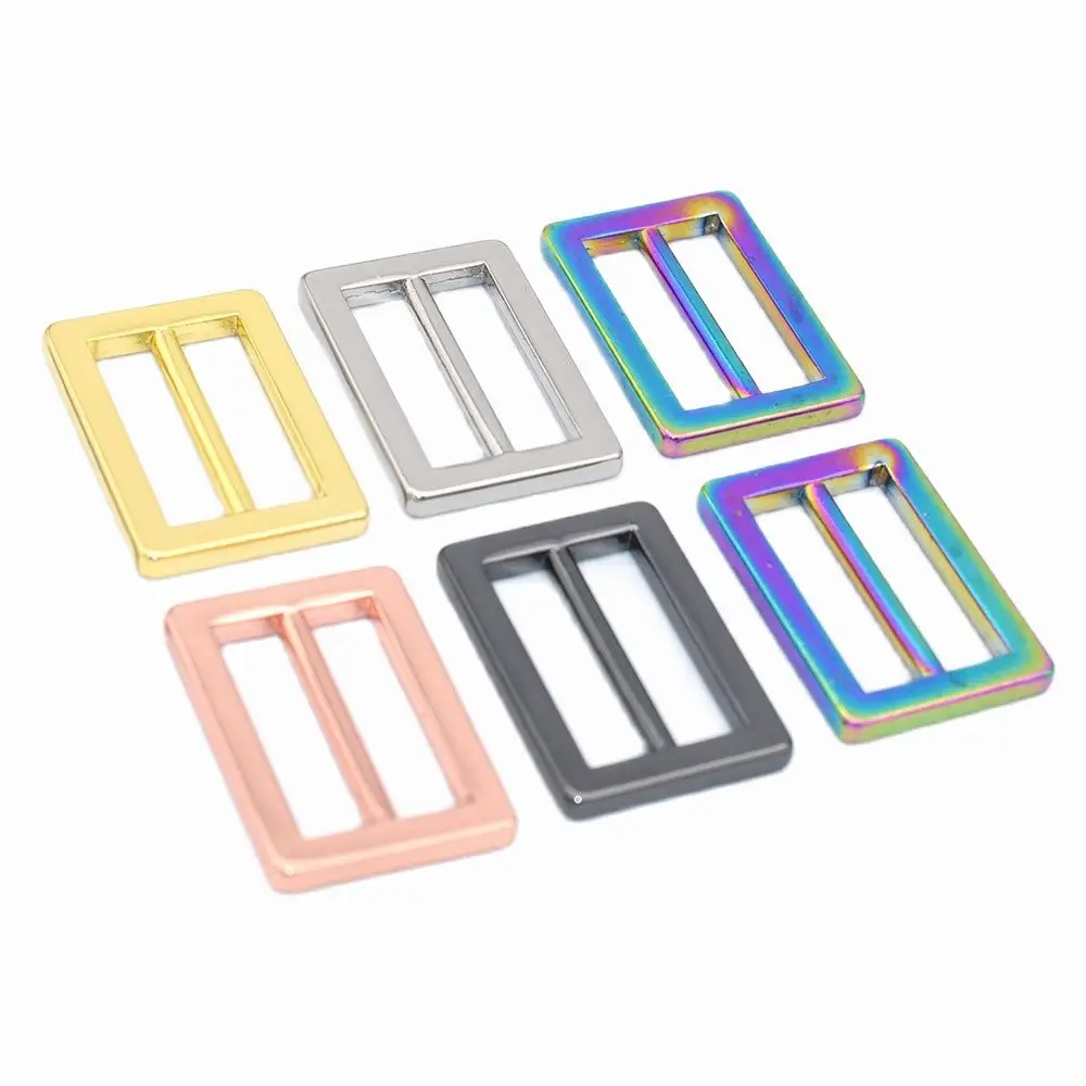 

20mm Rainbow Metal Belt Buckle Double Bar Buckle Adjuster Buckle Rectangle Purse Buckles for straps Replacement Handbag webbing