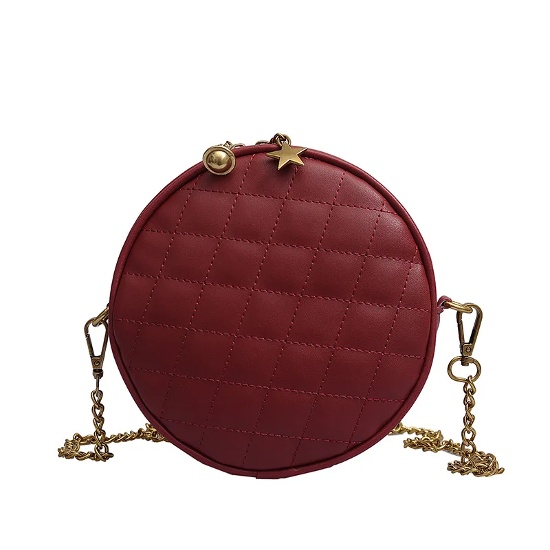 

On the new ins small new tide Joker messenger bag diamond chain small round bag simple shoulder bag