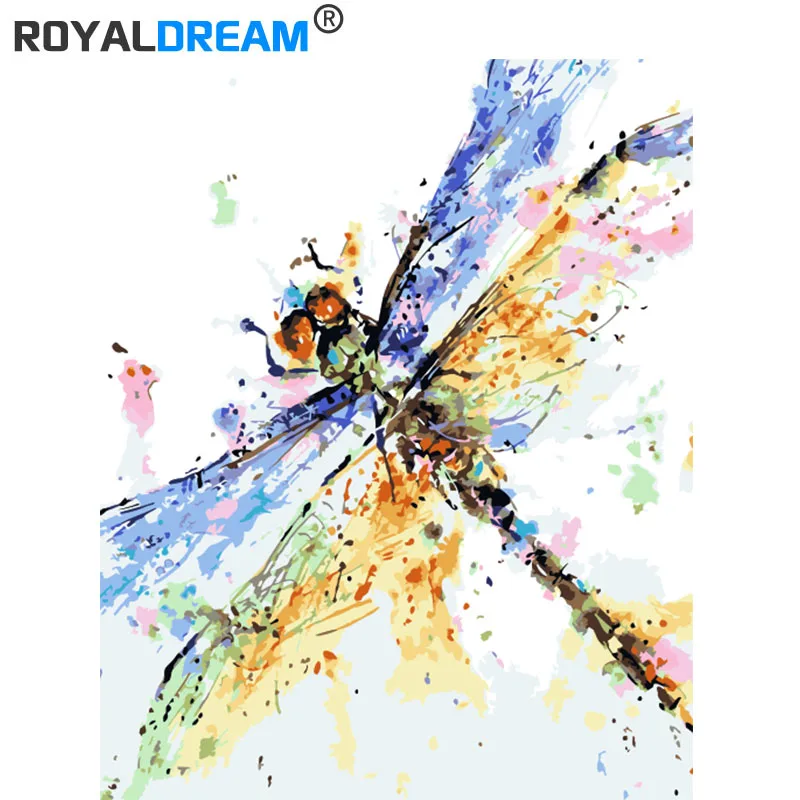 Картина маслом по номерам ROYALDREAM Color dragonfly сделай сам настенное искусство