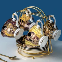 wholesale art luxury gustav klimt ceramic tea cups and saucers