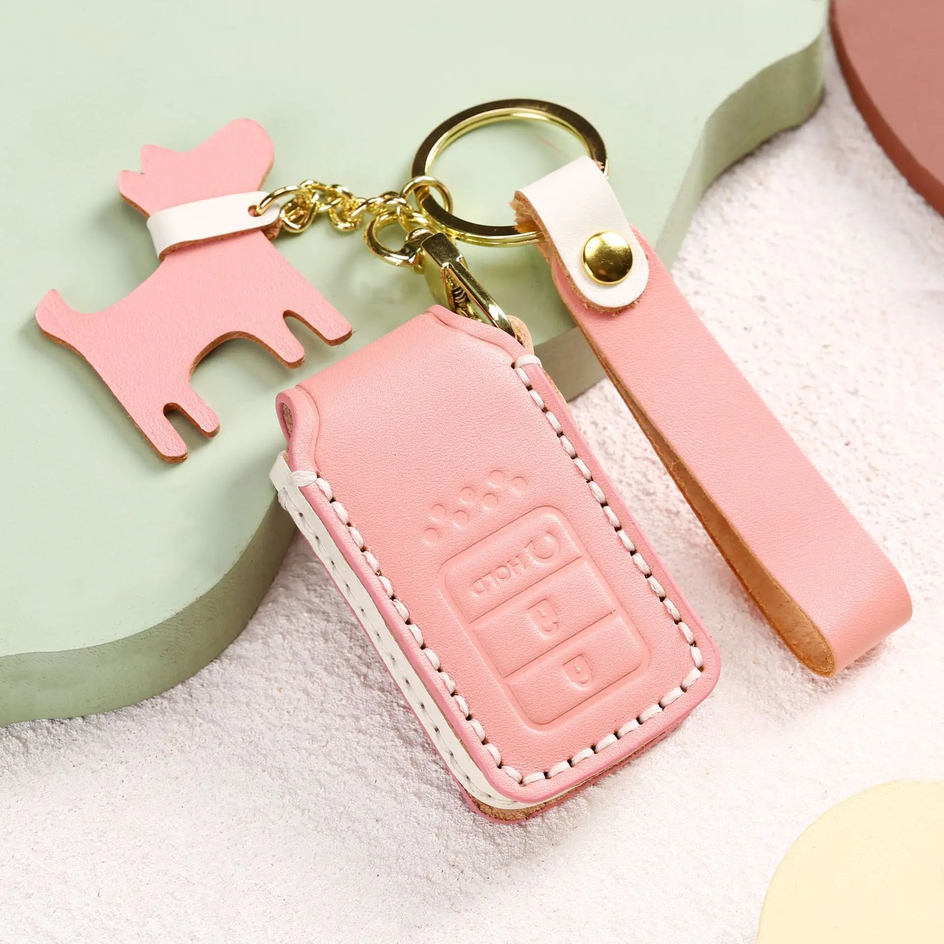 

Genuine Leather Case Cover for Honda Civic Accord Key Holder Bag Car Accessories Keychain Top Layer Cowhide