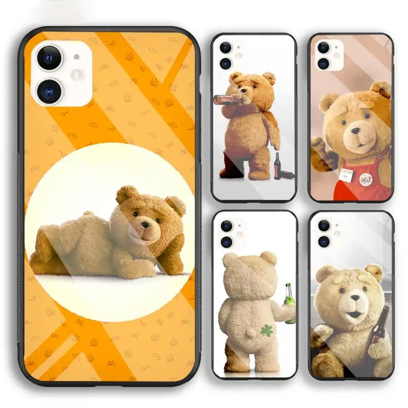 

Cute Teddy Ted Bear Phone Case For Iphone 6 6s 7 8 Plus XR X XS XSmax 11 12 Pro Mini Max Tempered Glass