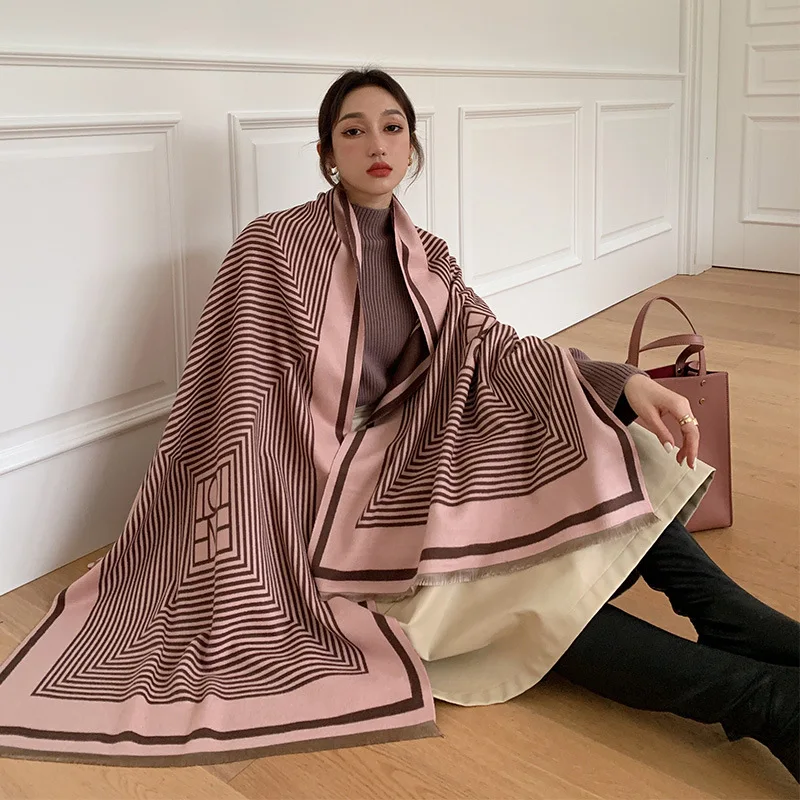 

JTVOVO 2022 Новый 190*65 Большой Имитация кашемира уличная ветрозащитная и теплая зимняя шаль женская кисточка модный роскошный шарф