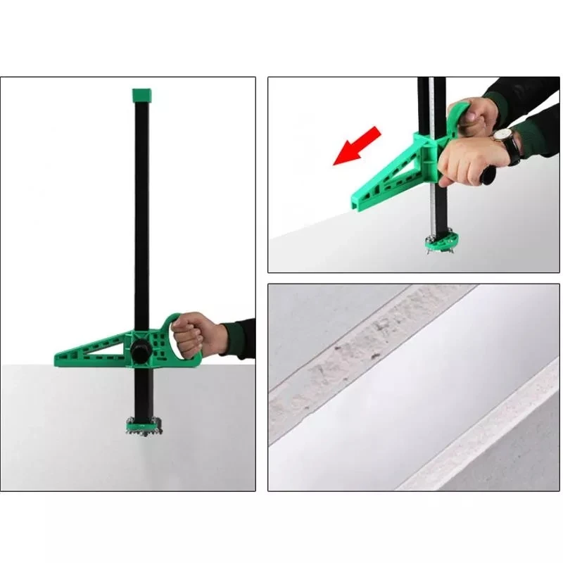 

Stainless Steel Manual Gypsum Board Cutting Artifact Roller Type Hand Push Drywall Cutting Tool + 12pcs Blades HT2622