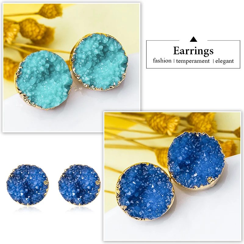 QCOOLJLY серьги с натуральным драгоценным камнем модные простые серьги-гвоздики