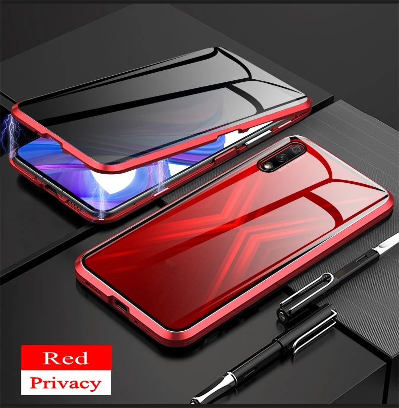 Красный Защитный Магнитный чехол для huawei P30 P20 Pro, двусторонний металлический бампер из закаленного стекла, чехол для huawei mate 20 - Цвет: Красный