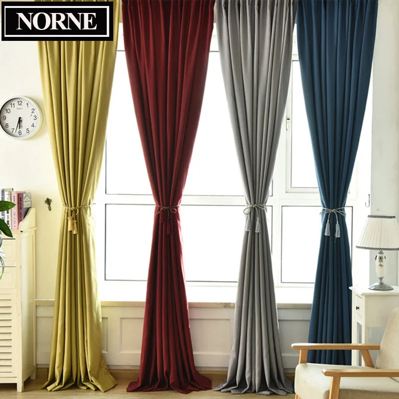 

NORNE Solid Color Faux Linen Room Darkening Curtains for Living Room Bedroom Window Curtain kitchen Blinds Drapes Back Velvet