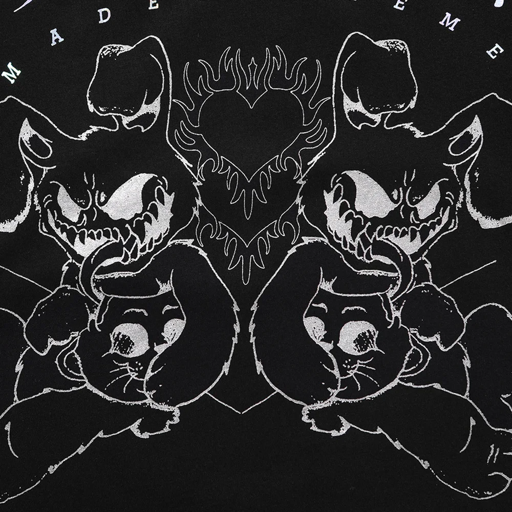 

JING ZHE Oversized Sweatshirt Men Vicious Comics Rabbit Gradient Letter Print Pullover Spring High Street Streetwear Cozy Hoodie