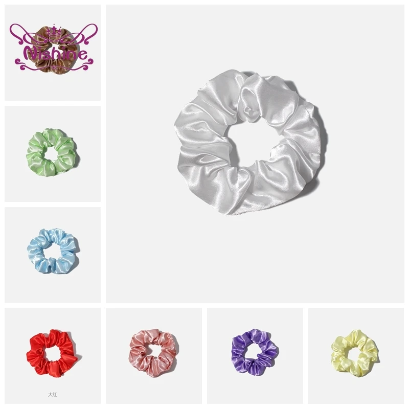 

Модное женское однотонное атласное кольцо для волос с большим кишечком, «сделай сам», головной убор принцессы ручной работы, повязка для во...