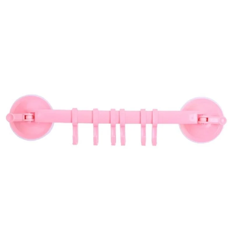 pink Крючки с двойной присоской, настенный стеллаж для полотенец, подвесной крючок, полки, держатель, тип замка, присоски, кухонные аксессуары для ванной комнаты - Цвет: pink