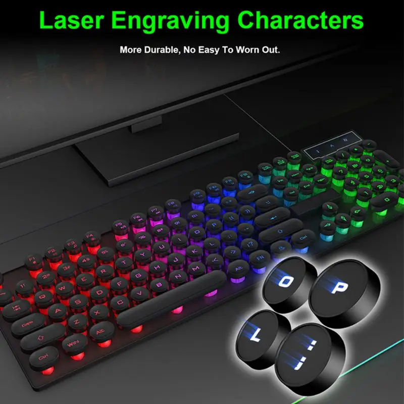 

104 Key RGB Backlit Keyboard USB Wired Gaming Key Board Desktop Laptop Keyboards X5QC