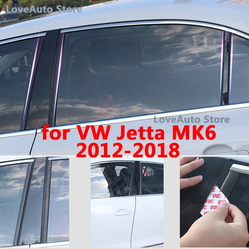 

For Volkswagen VW Jetta MK6 2018 2017 Car Window Central Column B C Pillar Cover Trim Sticker Exterior Frame Cover 2012-2016