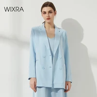 wixra womens blazer autumn blazer double breasted high street long sleeve coat autumn spring outerwear