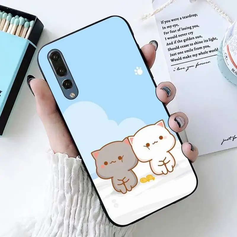 

I LOVE U Couple Lovely Cute Gray Cat Phone Case for Huawei Honor 10 i 8X C 5A 20 9 10 30 lite pro Voew 10 20 V30