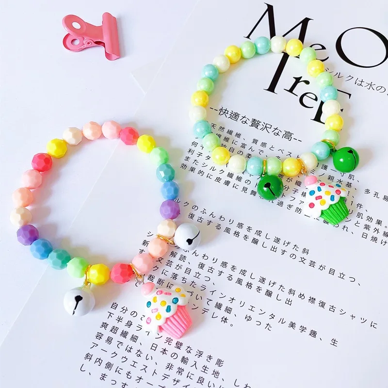 Радужный акрил цветное кошачье ожерелье с котенком розовый Регулируемый