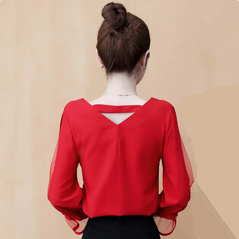 

2020 Summer New Fashion Women Tops And Blouse Lace Short Sleeve Chiffon Shirts V-Neck Casual Lady Plus Size M~4XL Clothes Blusas