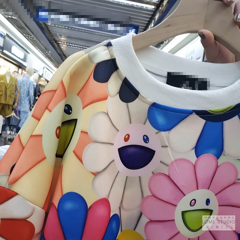 

Streetwear Hoodie Women 2020 Autumn New Multi-Color Sunflower Full Printed Mid-Length Sweatshirt Students Loose Pullover Shirt