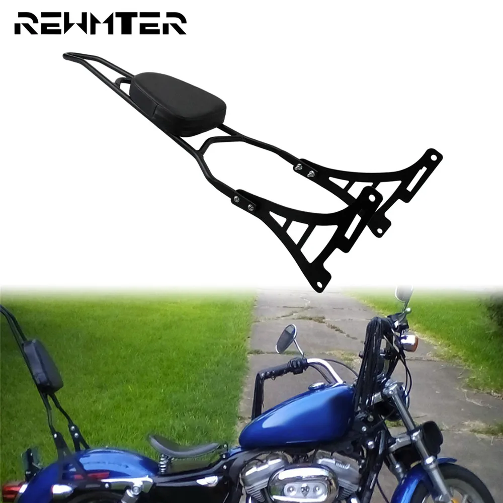 Мотоциклетная черная багажная стойка Сисси Бар задняя спинка с подушкой для Harley
