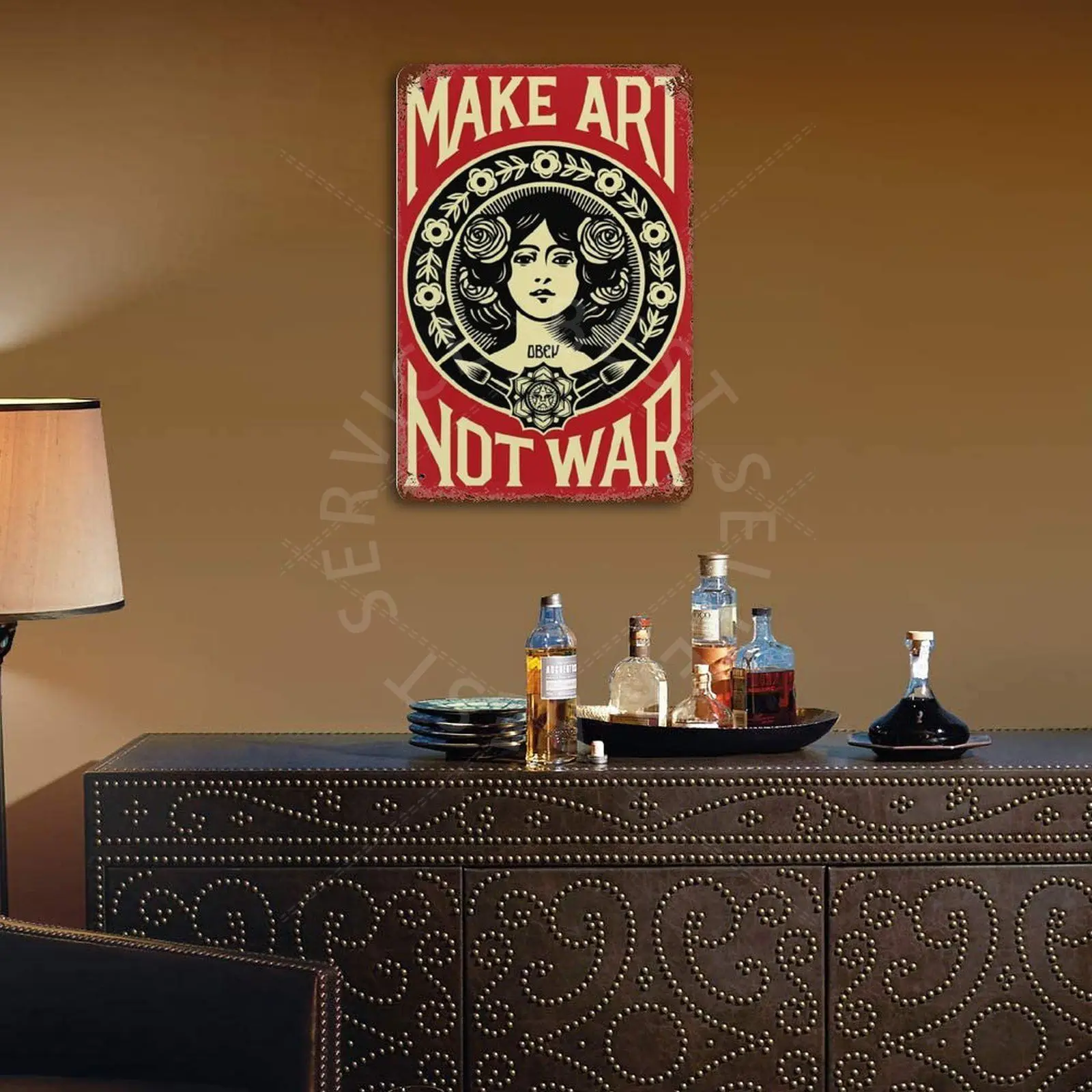 

Make Art Not War Vintage Metal Plaque Sign Bar Home Wall Decor Signs Retro Metal Poster Tin Sign Man Cave pub Kitchen Plates