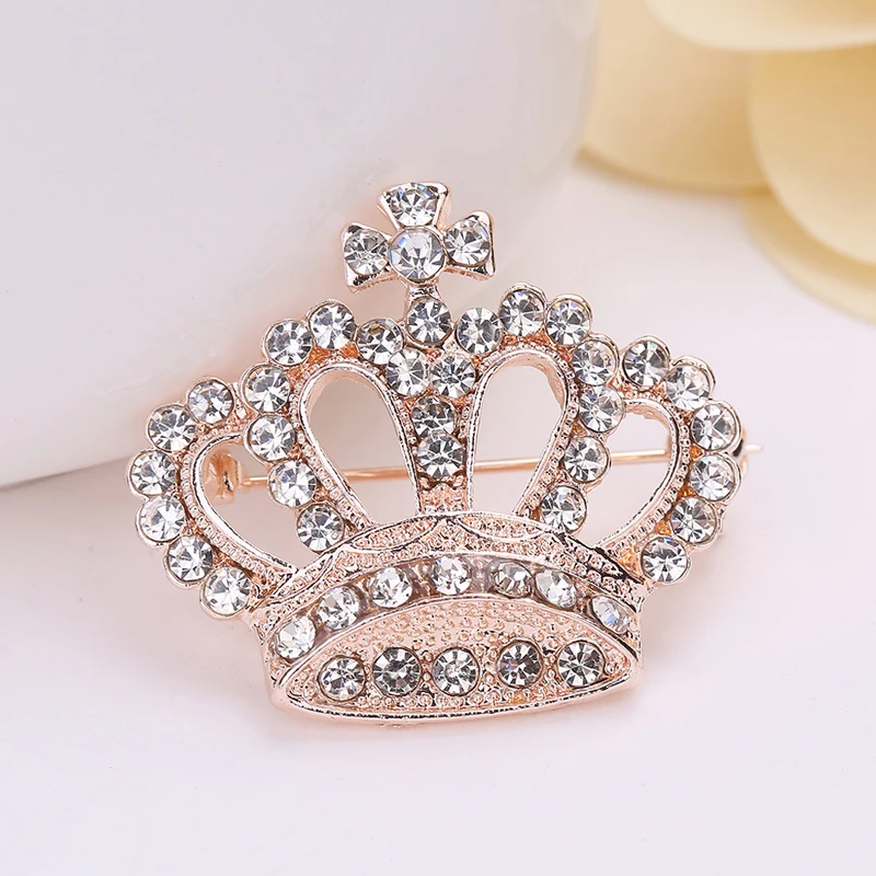 

Fashion Rhinestone Style Brooch Pin Crown Design Breastpin Vintage Wedding Gift