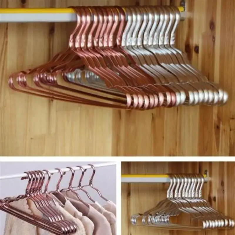 

10pcs Clothes Hangers Aluminium Alloy Clothes Hangers Skid Resistance Coat Hangers Clothes Hanging Racks Laundries (Rose Gold)