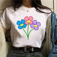 flower print t shirt women summer casual tshirts tees harajuku korean style graphic tops new kawaii summer ladies t shirt