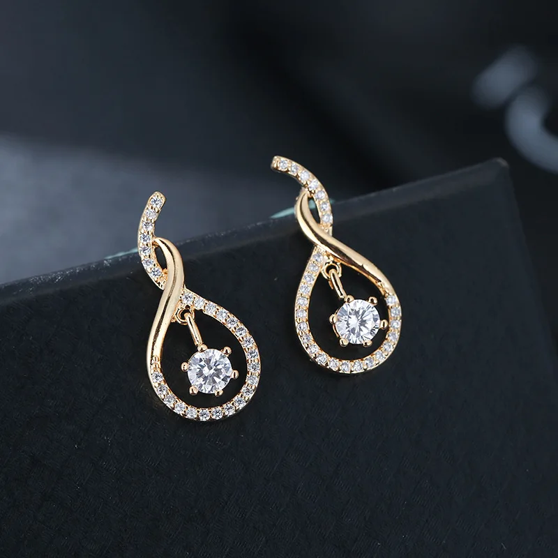 

DE304 Street Snap Star Fashion Elegant Copper Zircon Personalized Creative Ear Stud GIRL'S Gift Banquet WOMEN'S Jewelry Earring