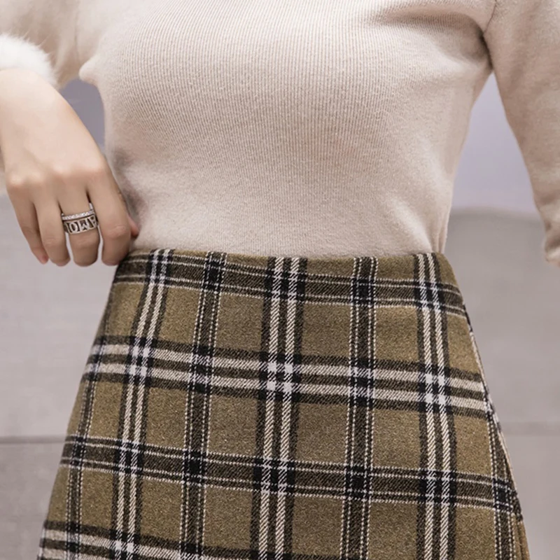 Винтажная Женская клетчатая юбка модная размера плюс Осень зима 2019 новинка