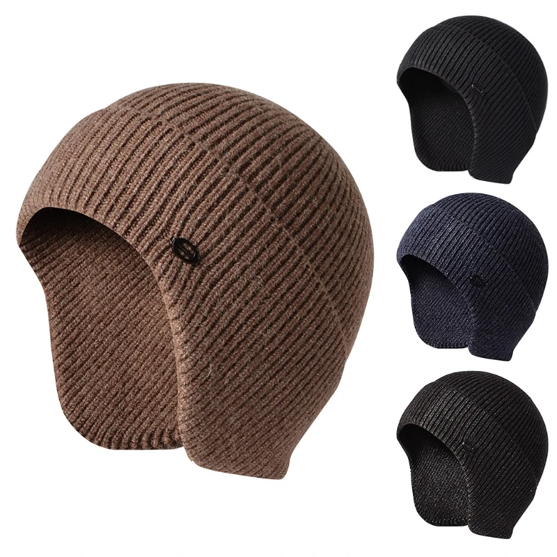 

Solid Color Fall Winter Ski Hat Knitted Ear Cycling Ear Protect Warm Hood