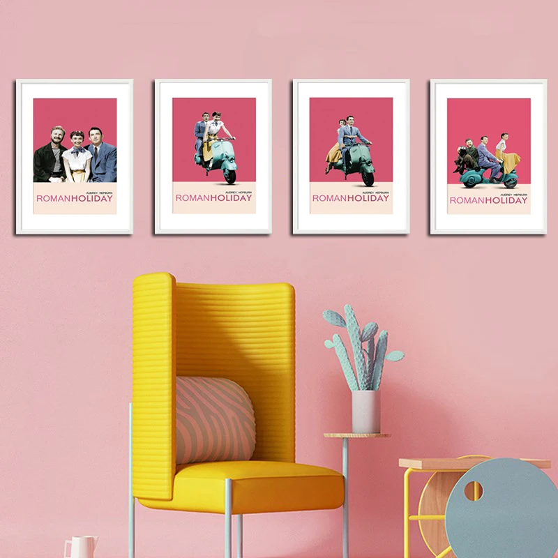 Спрей цвет Римский персонаж Хепберн стены холст праздник плакат для детской