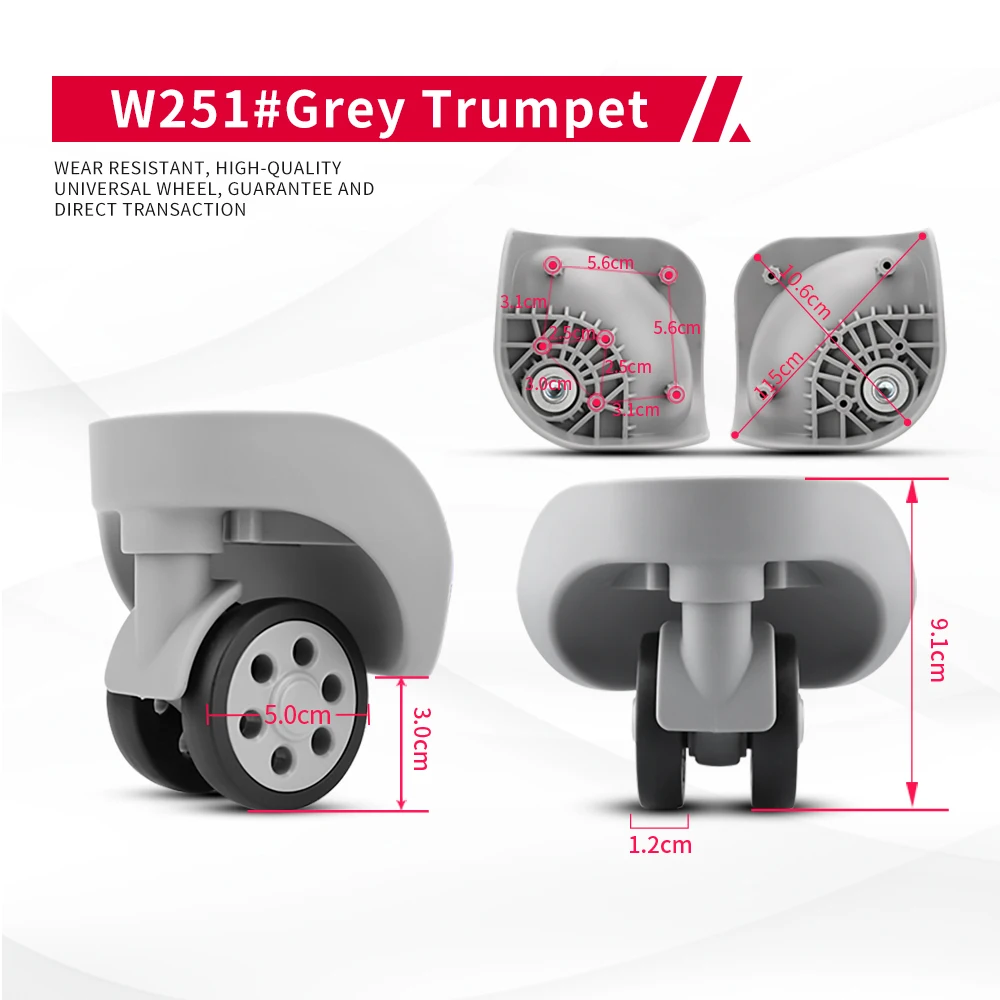 DILONG W251 Trolley suitcase wheel accessories replacement suitcase canvas box repair roller sliding A set of universal wheels