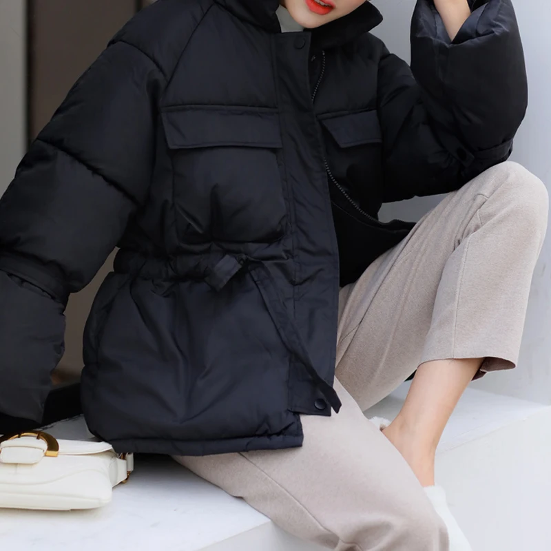 RealShe парка куртка для женщин воротник стойка длинный рукав карманы зимняя осень