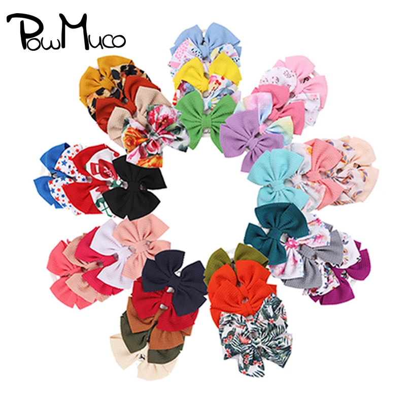 

Модные банты Powmuco 5 шт./лот ручной работы, зажимы для волос для малышей, милые детские заколки с бантом и мультяшным принтом, детские головные ...