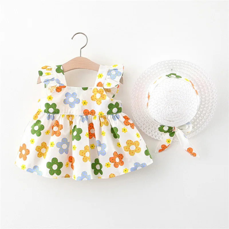 

Summer Sleeveless Flower Print Baby Dress Toddler Baby Girl Clothes New Cute Children Dress For 0-24 Months