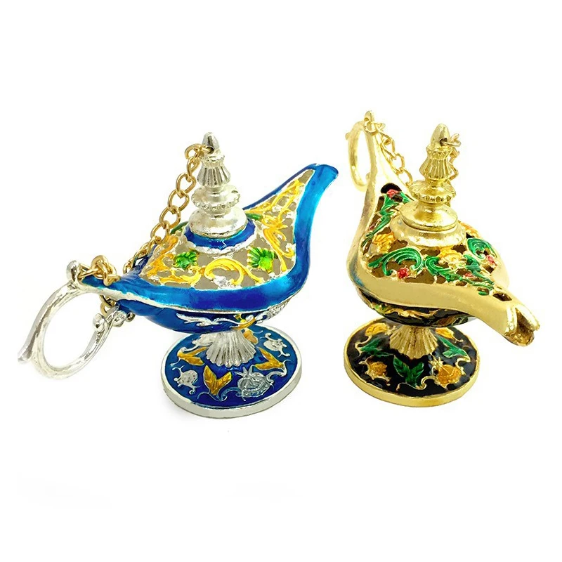Ближний Восток Aladin лампа Статуэтка шкатулка для бижутерии арабские украшения дома аксессуары Позолоченные эмалированные металлические лампы орнамент