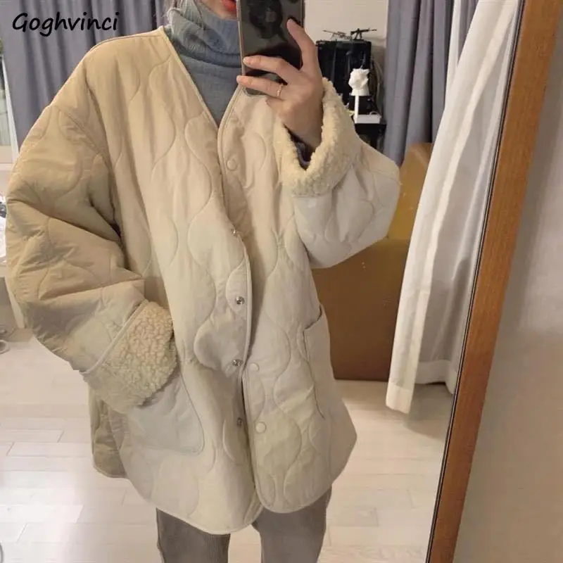 

Short Style Parkas Women Vintage V-neck Warm Winter Outer Wear Cozy Chic New Arrival Fashion Casual Daily Popular Mujer Preppy