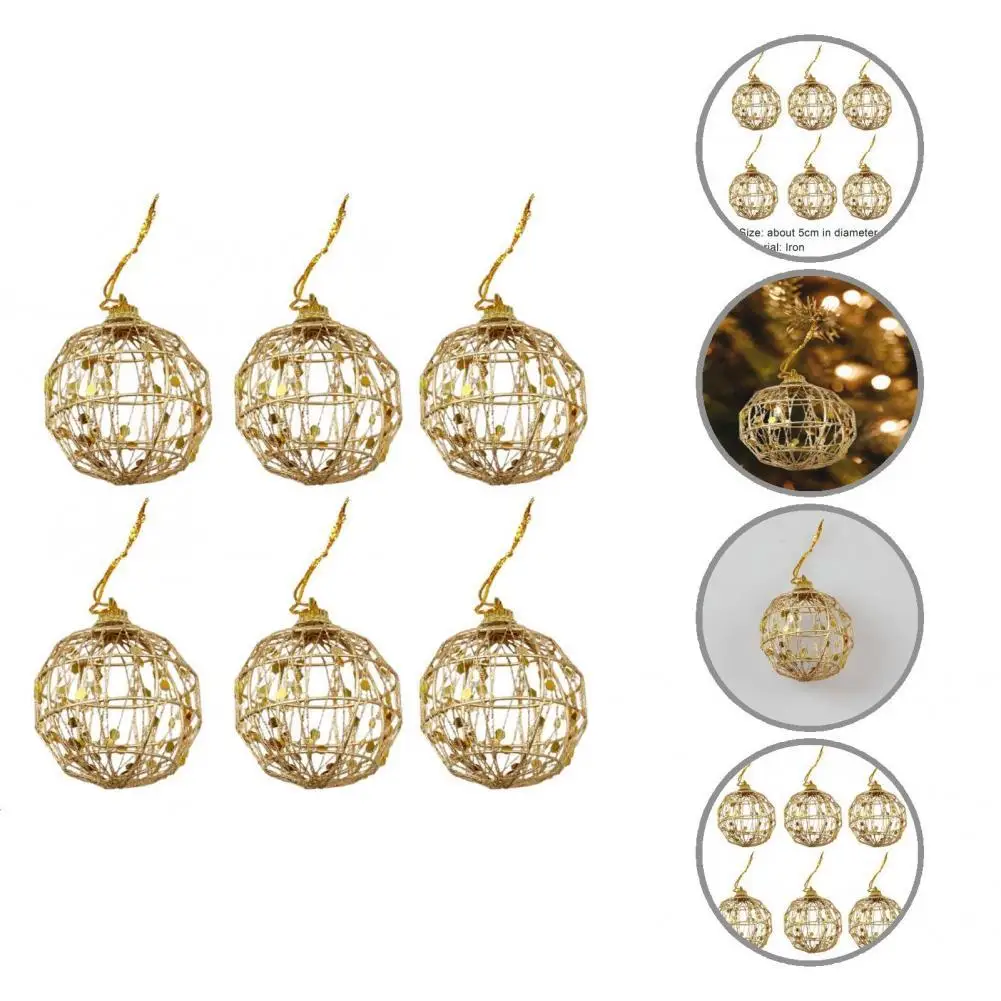 

Delicate Hanging Bauble Decor Anti-deform Attractive Glitter Balls Hanging Decor 6Pcs/Set