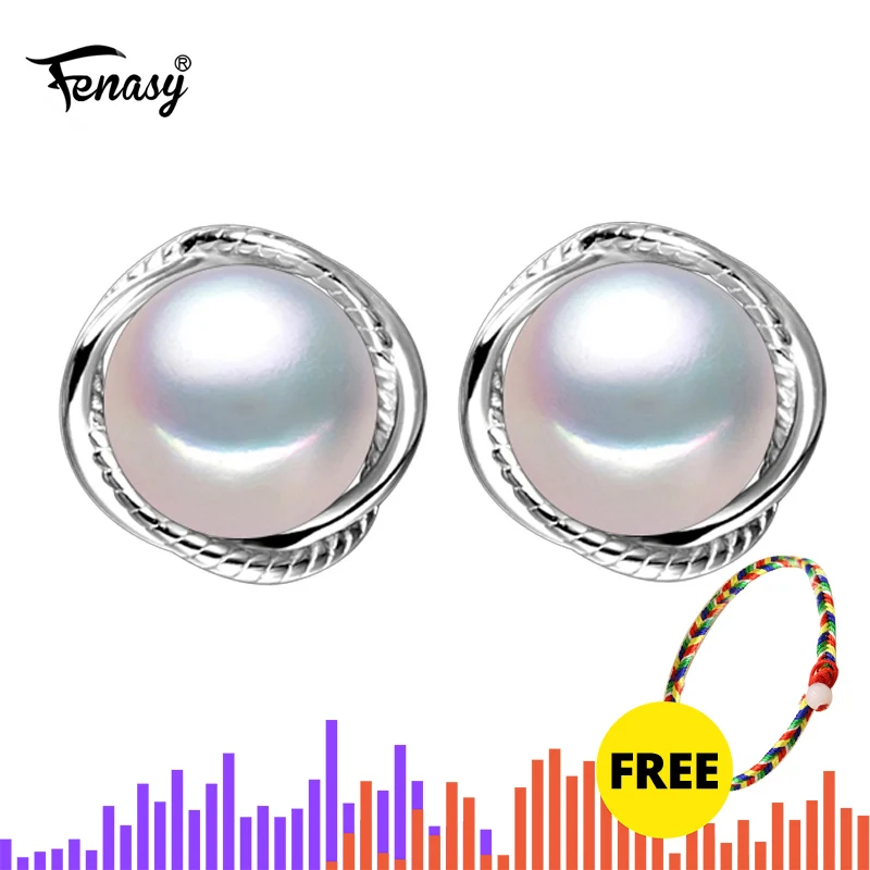 FENASY S925 Серебряные серьги из натурального пресноводного жемчуга корейский стиль женские розовые модные геометрические маленькие милые серьги-гвоздики