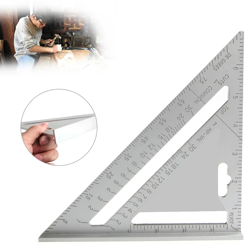 

Speed Square Rafter Metric System Protractor Miter Angle Triangle Ruler Silver