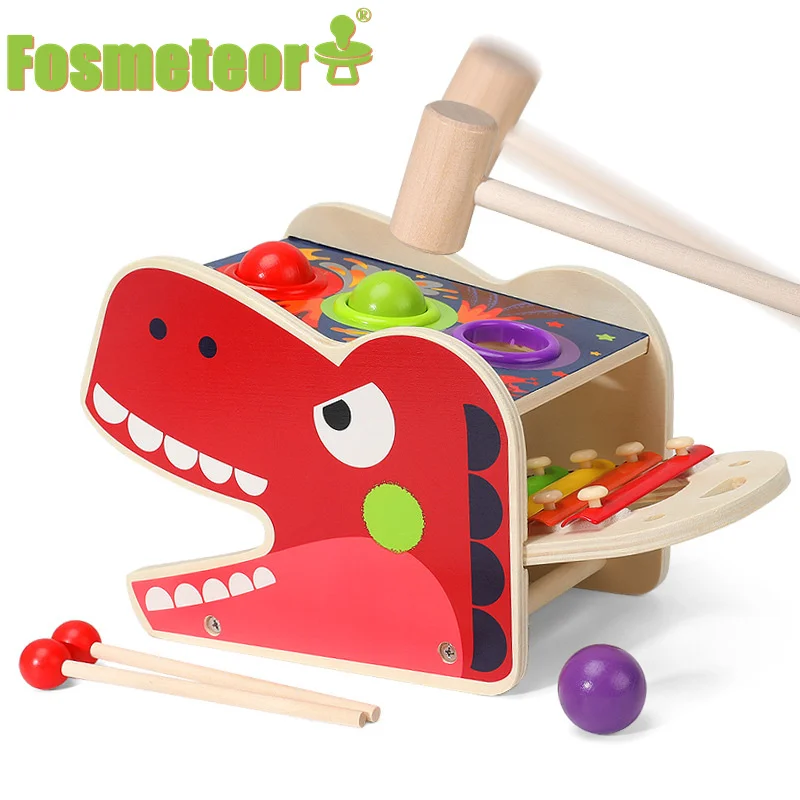

Fosmeteor детская развивающая деревянная игрушка, тираннозавр, спиральный стол, пазл для раннего развития, игрушка для пианино
