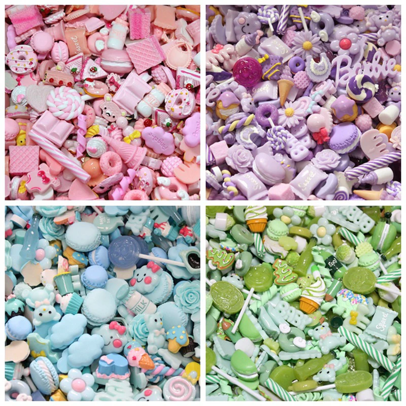 10 шт./лот микс кавайные кабошоны из пищевой смолы с плоским основанием для