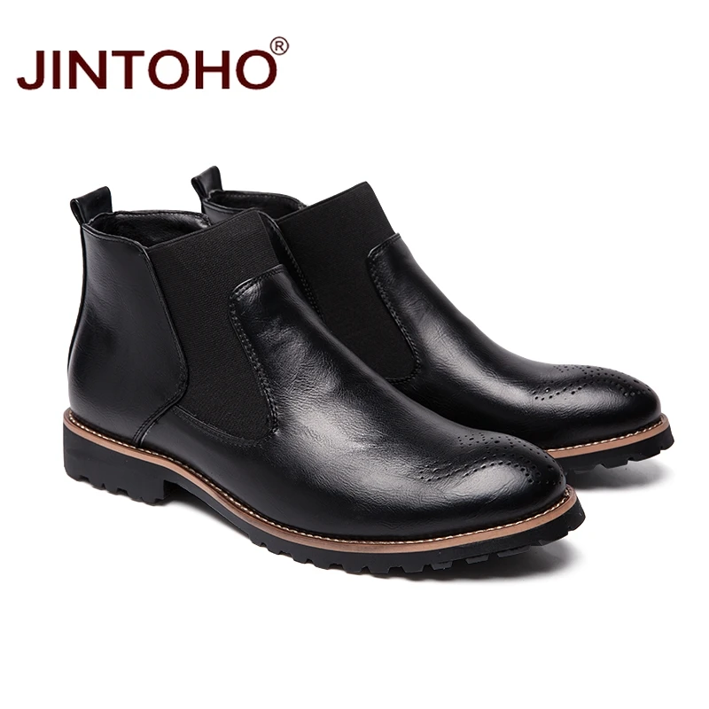 JINTOHO/Модная Мужская зимняя обувь из натуральной кожи; зимние мужские кожаные ботинки; мужские ботинки; недорогие мужские Ботильоны; коллекция года; мужские ботинки
