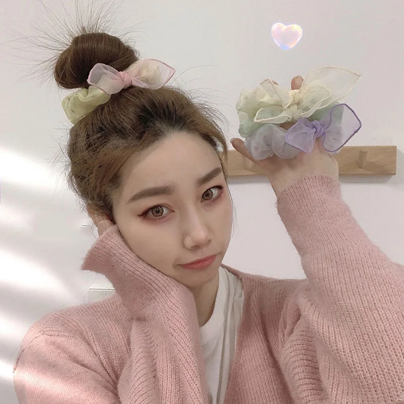 

Mesh Lace Bowtie Hair Ring Hair Tie Elastic Scrunchies Ponytail Holder Hair Rope Rings New Christmas Hair Accessories Wholesale