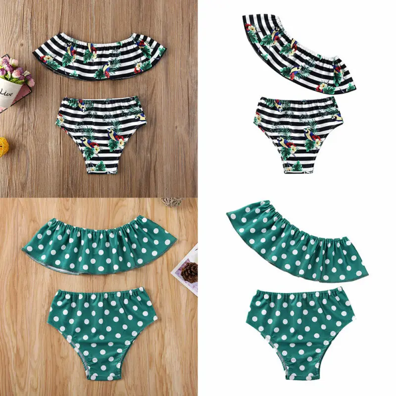 Комплекты бикини для новорожденных и маленьких девочек Купальный костюм с