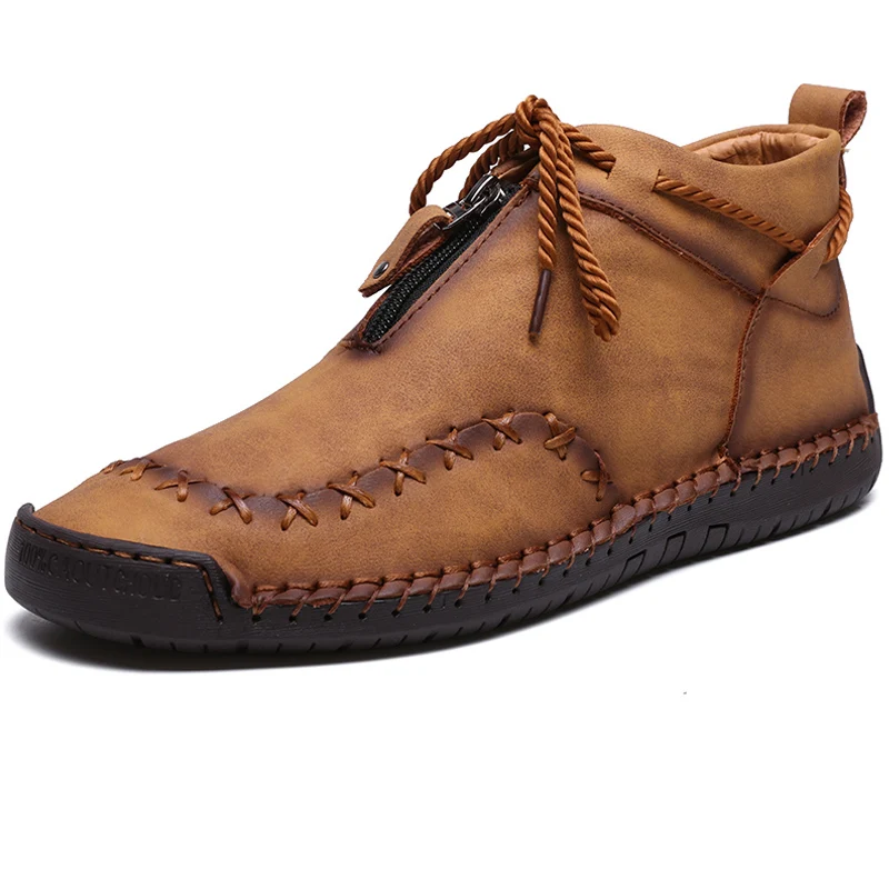 Мужские кожаные кроссовки Повседневная модная обувь мягкие ботильоны плоская