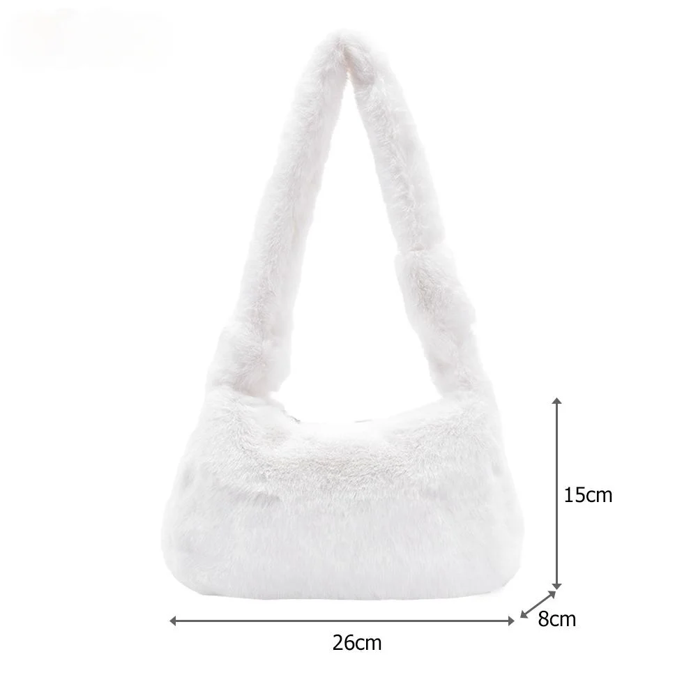 

MANHAN Fashion Solid Color Shoulder Underarm Bag Women Plush Soft Autumn Winter Fashion Fluffy Female Totes Handbag