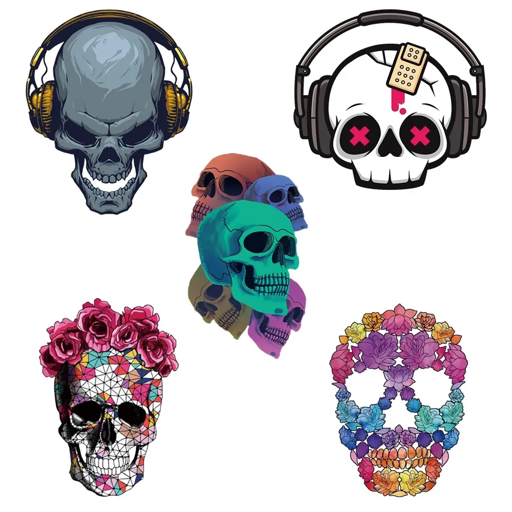 Термочувствительные нашивки с различными черепами и полосками термоклейкие