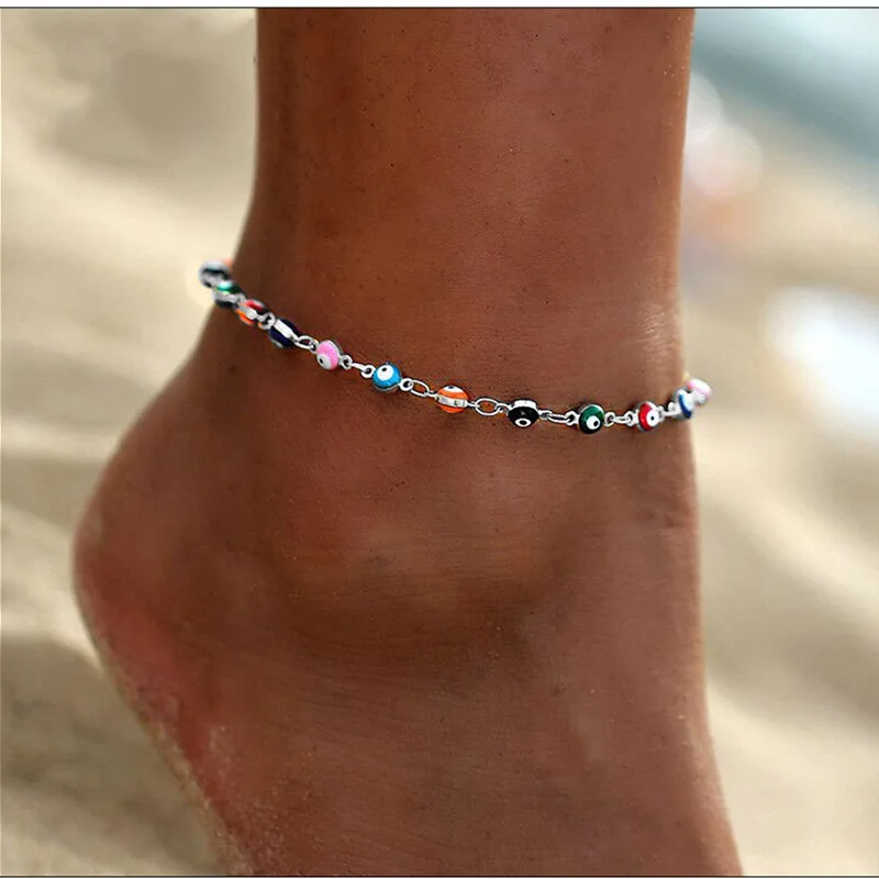

Creative Simple Demon Eyes Handmade Crushed Stone Bohemian Beach Anklet